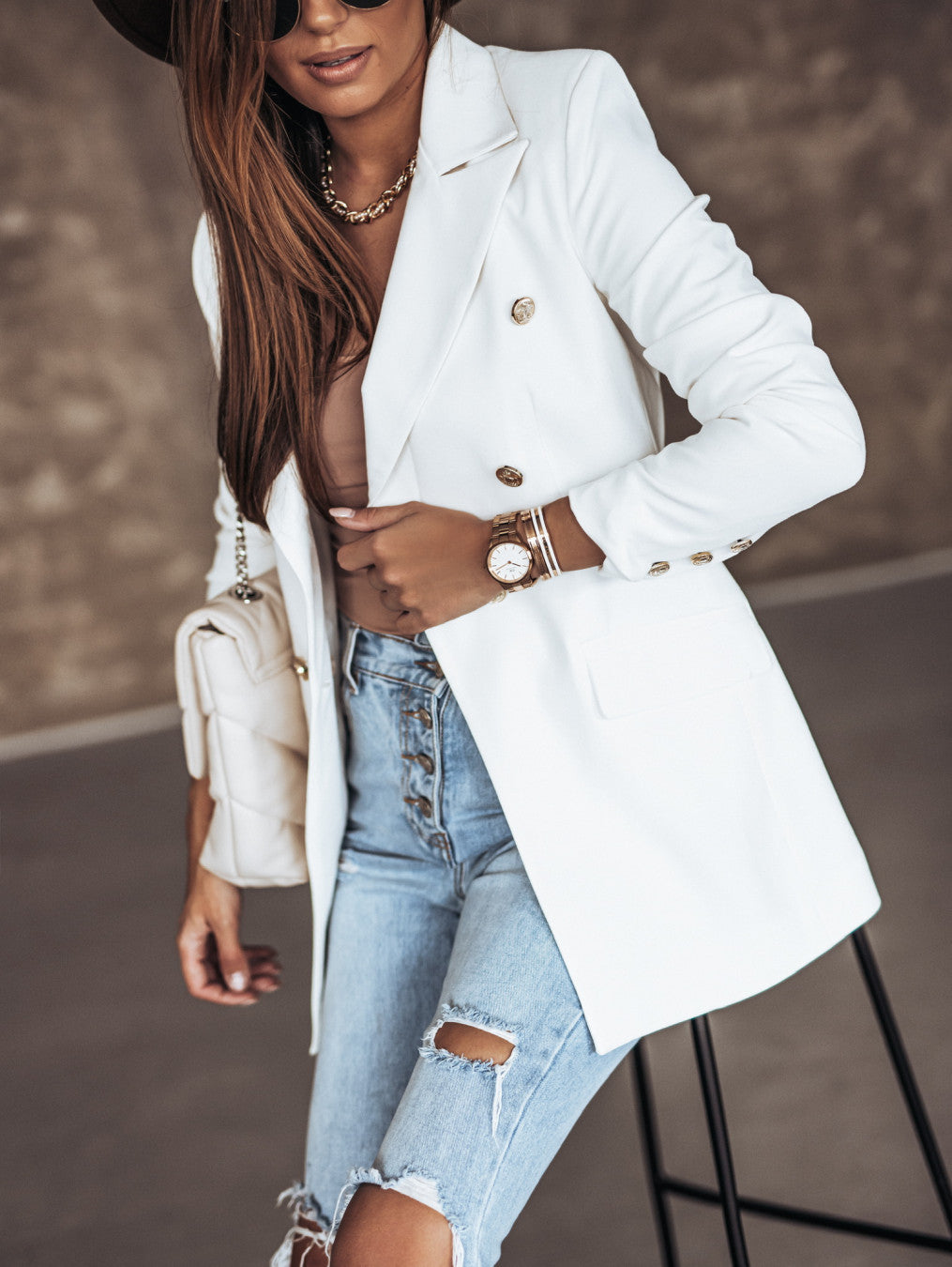 Damer Elegant Blazer med dubbel knappslå och stiliga accenter Mirla-Eva Jonsson