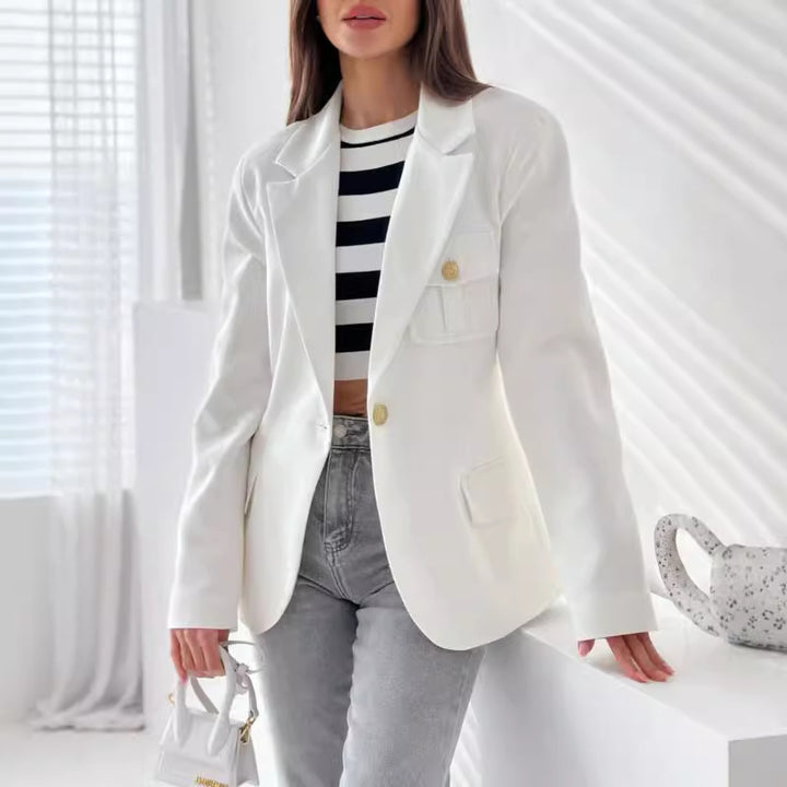 Damer Elegant Blazer med fickor och gyllene knappdetaljer Mirla-Eva Jonsson