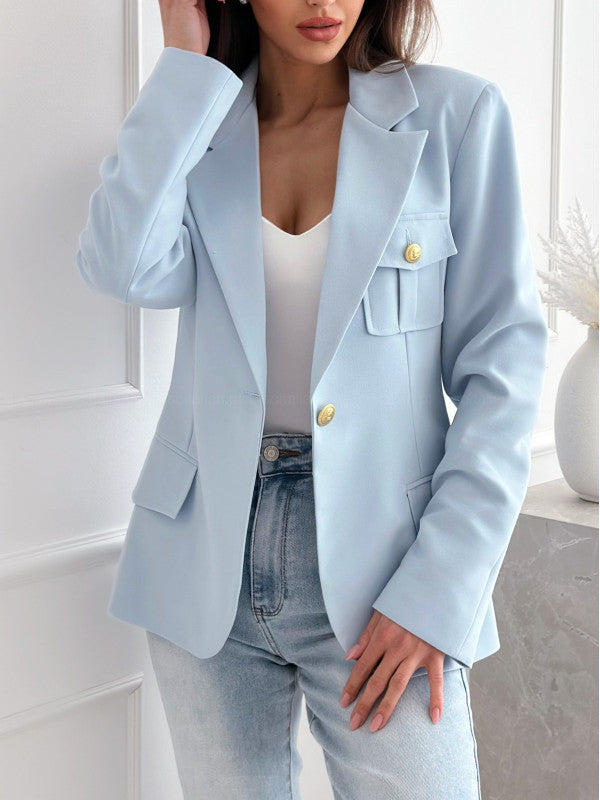 Damer Elegant Blazer med fickor och gyllene knappdetaljer Mirla-Eva Jonsson