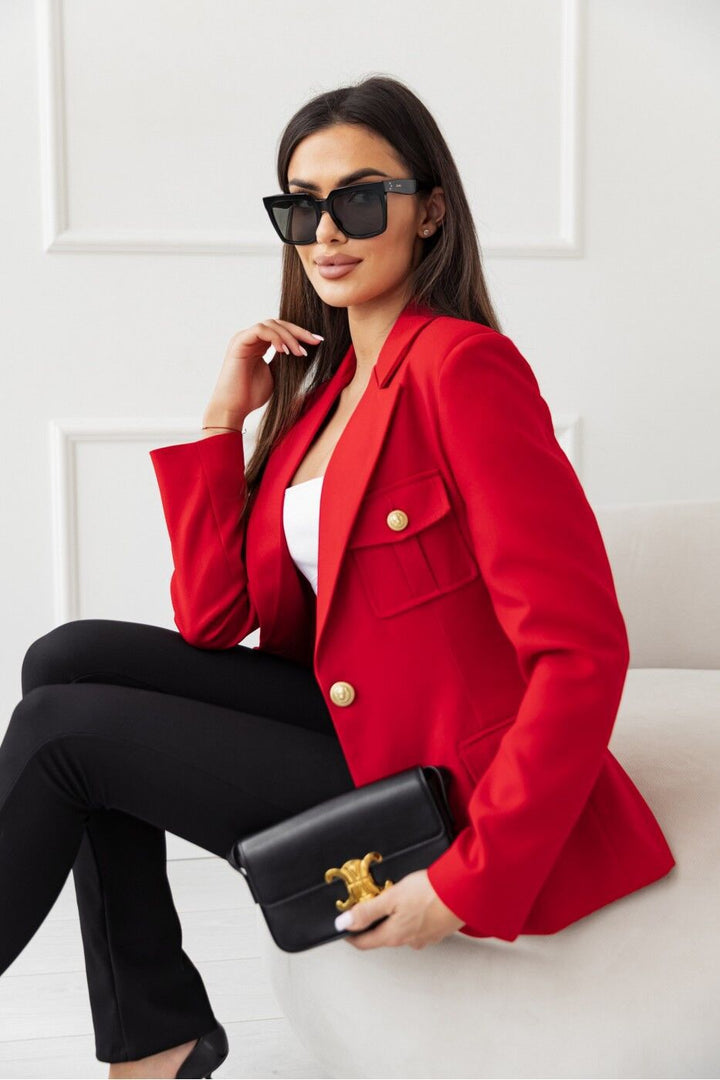 Damer Elegant Blazer med fickor och gyllene knappdetaljer Mirla-Eva Jonsson