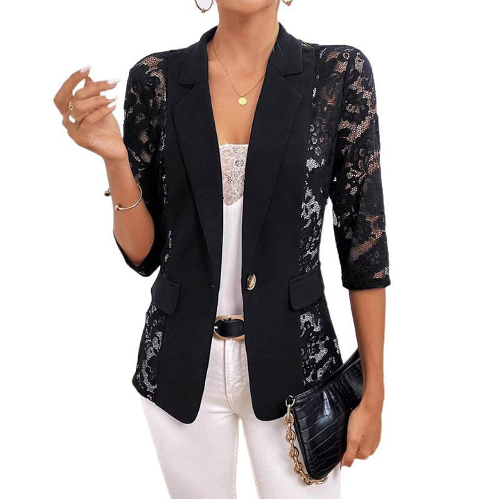 Damer Elegant Blazer med transparenta spetsinsatser Mirla-Eva Jonsson