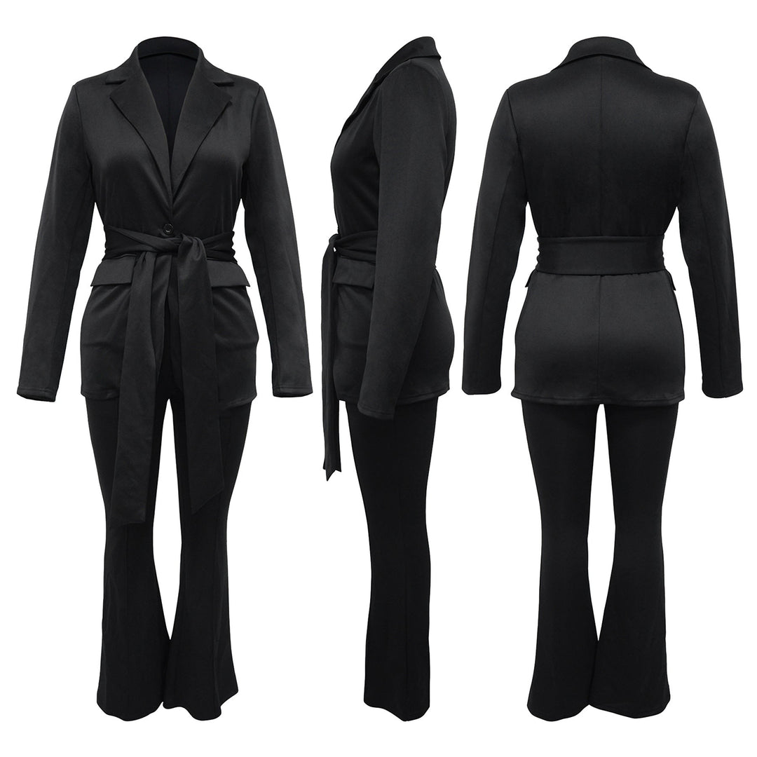 Damer Elegant Blazer och Byxor Ensemble med Midjebälte Mirla-Eva Jonsson