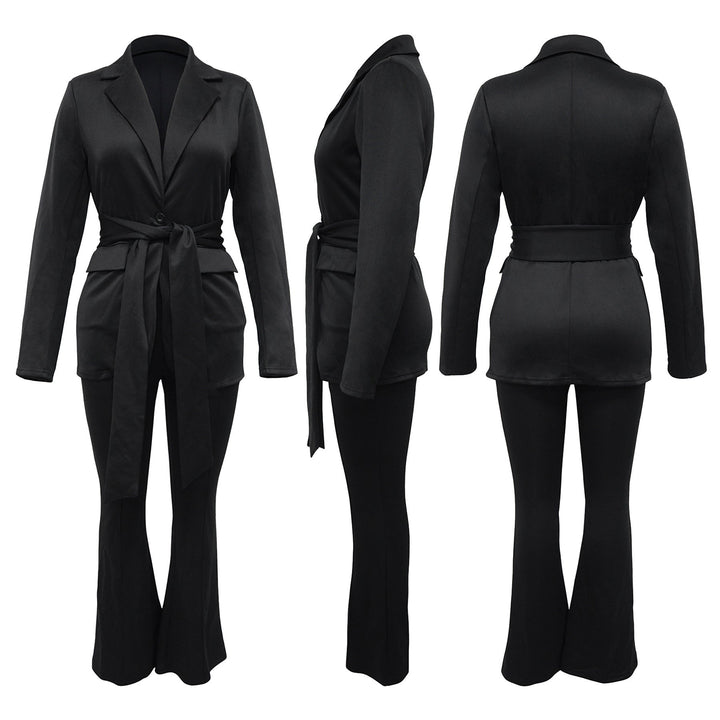Damer Elegant Blazer och Byxor Ensemble med Midjebälte Mirla-Eva Jonsson