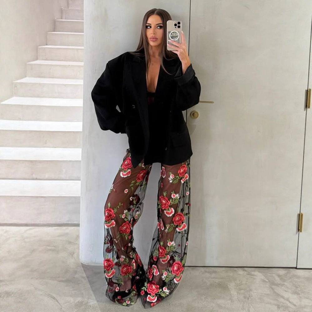 Damer Elegant Blazerjacka med blommig kostym Mirla-Eva Jonsson