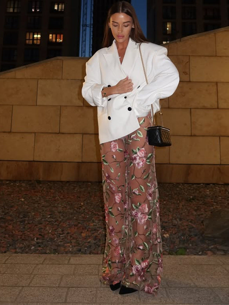 Damer Elegant Blazerjacka med blommig kostym Mirla-Eva Jonsson
