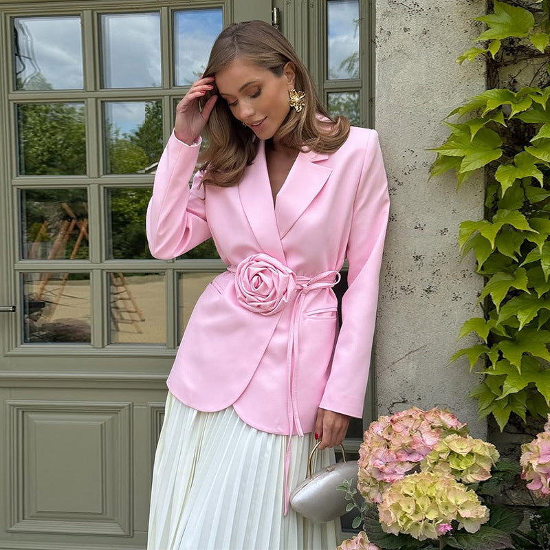 Damer Elegant Blazerjacka med blommig spänne Mirla-Eva Jonsson