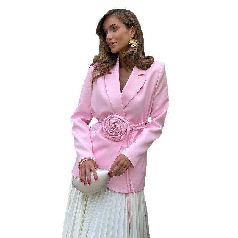 Damer Elegant Blazerjacka med blommig spänne Mirla-Eva Jonsson