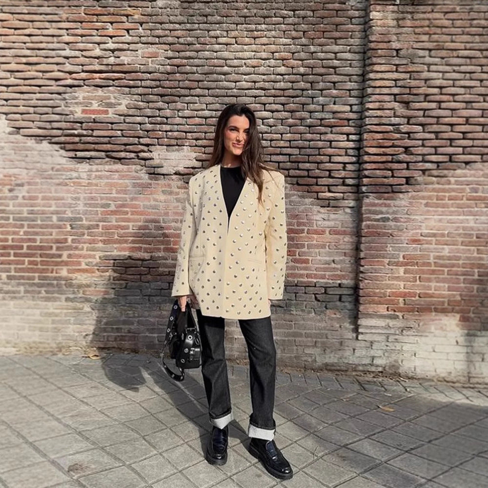 Damer Elegant Blazerjacka med glamourösa stenapplikationer Mirla-Eva Jonsson