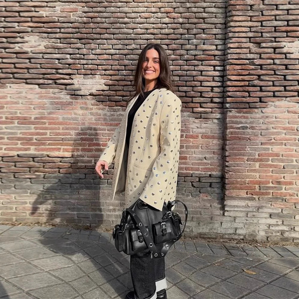 Damer Elegant Blazerjacka med glamourösa stenapplikationer Mirla-Eva Jonsson