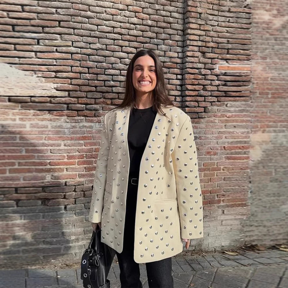 Damer Elegant Blazerjacka med glamourösa stenapplikationer Mirla-Eva Jonsson