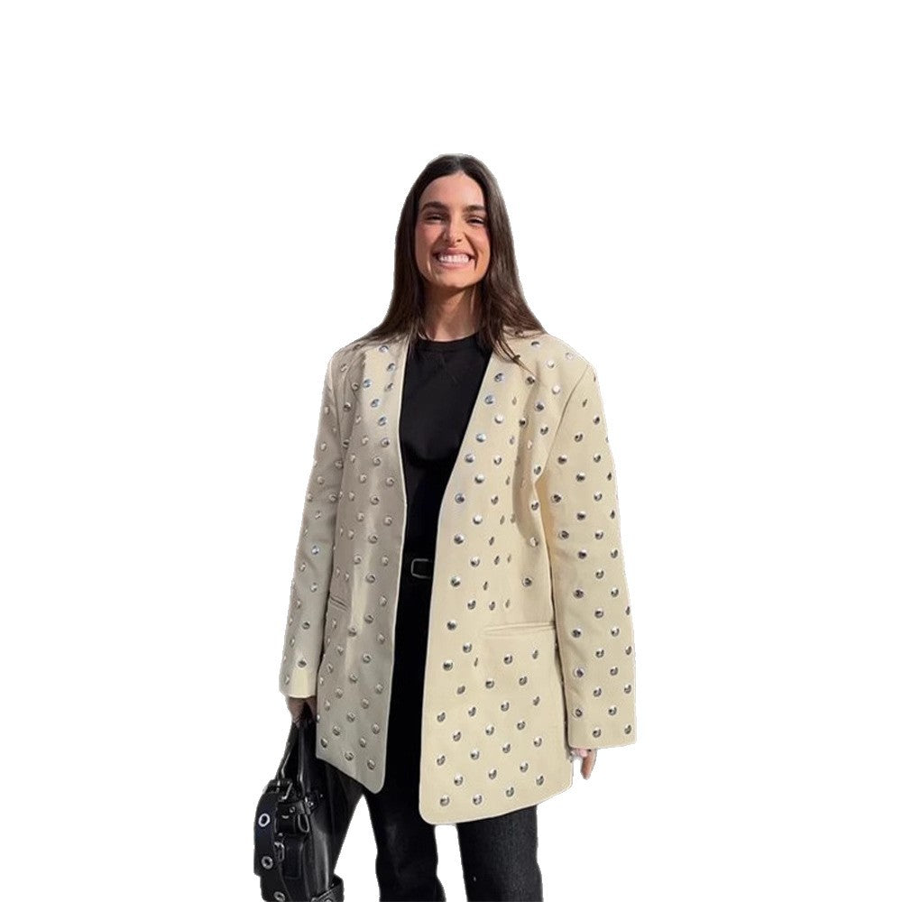 Damer Elegant Blazerjacka med glamourösa stenapplikationer Mirla-Eva Jonsson