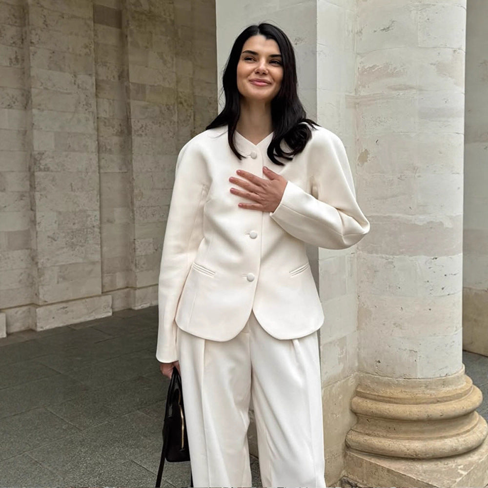 Damer Elegant Blazerjacka med trendiga puffärmar och dekorativ knappdesign Eva Jonsson-Eva Jonsson