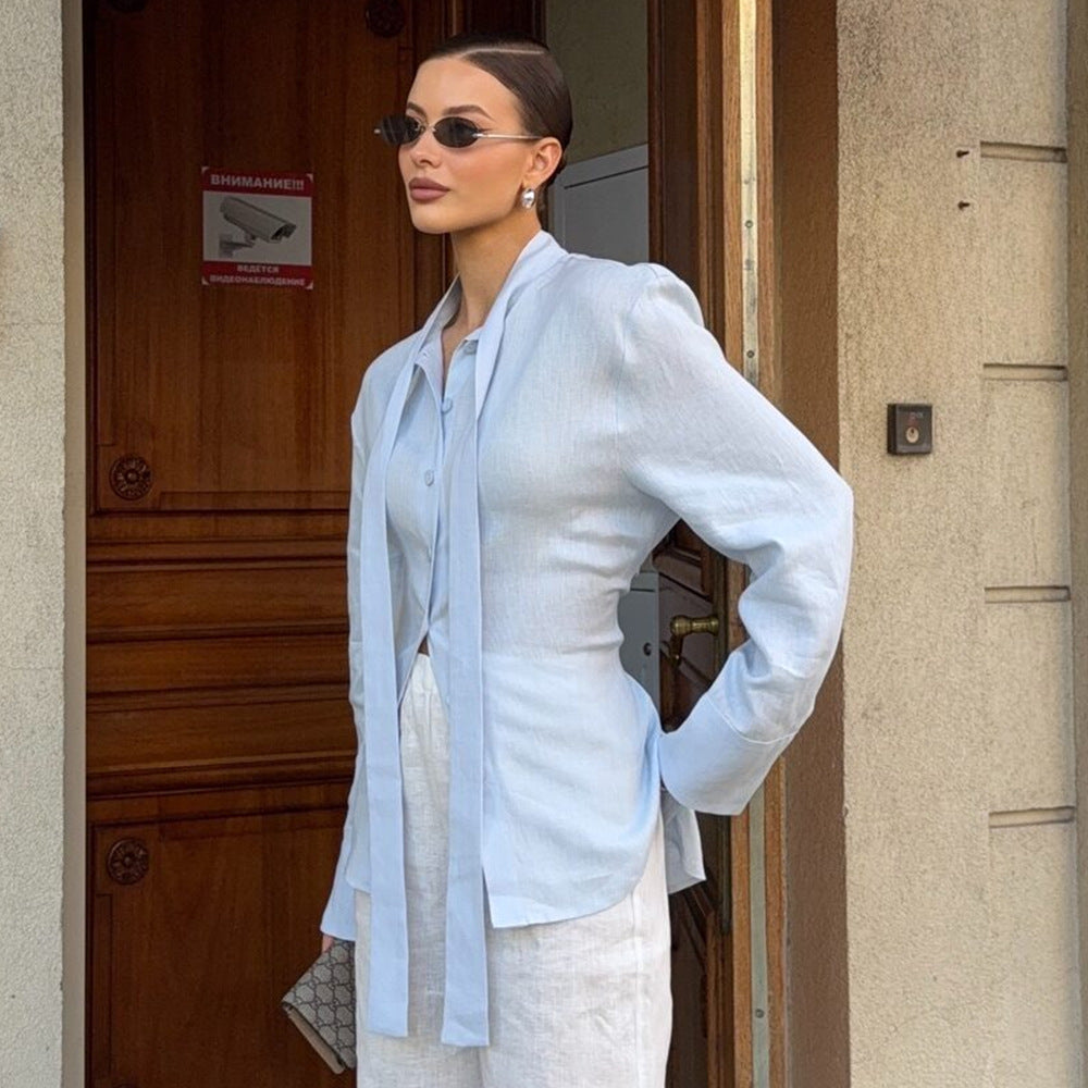 Damer Elegant Blus med Bindebälte Mirla-Eva Jonsson