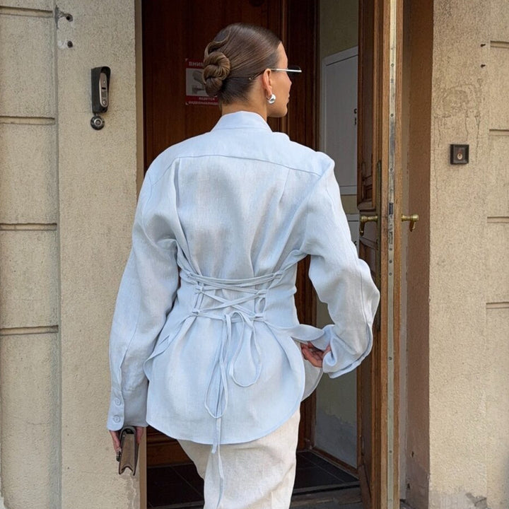 Damer Elegant Blus med Bindebälte Mirla-Eva Jonsson