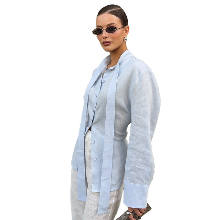Damer Elegant Blus med Bindebälte Mirla-Eva Jonsson
