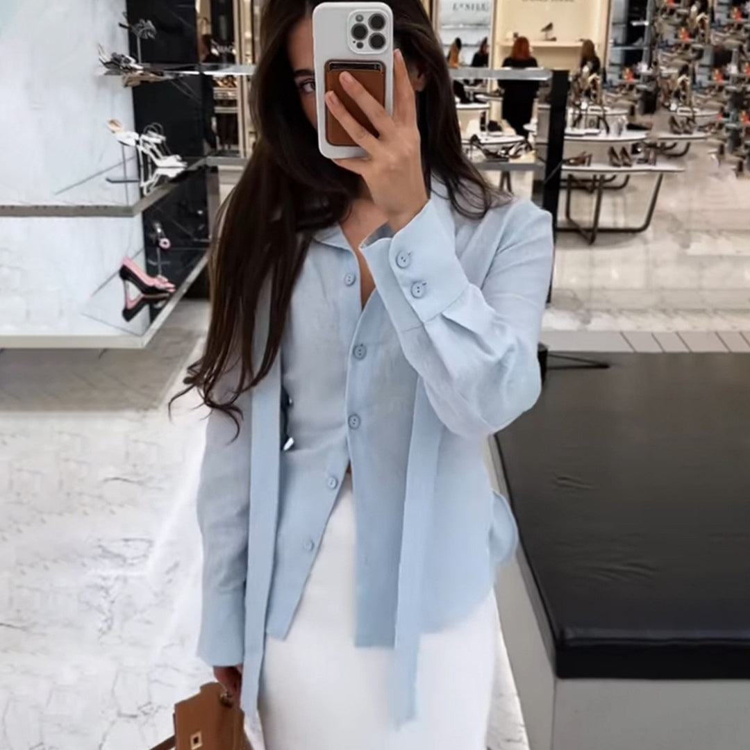 Damer Elegant Blus med Bindebälte Mirla-Eva Jonsson