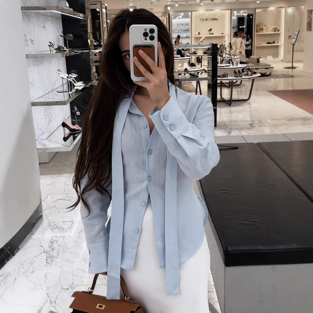 Damer Elegant Blus med Bindebälte Mirla-Eva Jonsson