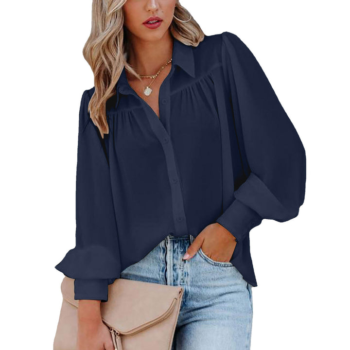 Damer Elegant Blus med Puffärmar och Knappdetaljer Eva Jonsson-Eva Jonsson