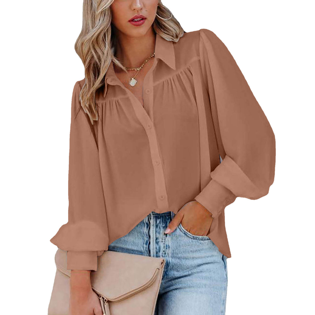 Damer Elegant Blus med Puffärmar och Knappdetaljer Eva Jonsson-Eva Jonsson