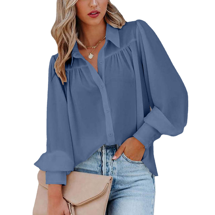 Damer Elegant Blus med Puffärmar och Knappdetaljer Eva Jonsson-Eva Jonsson