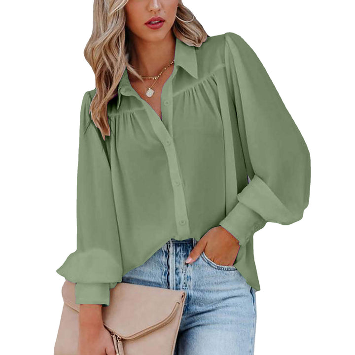 Damer Elegant Blus med Puffärmar och Knappdetaljer Eva Jonsson-Eva Jonsson