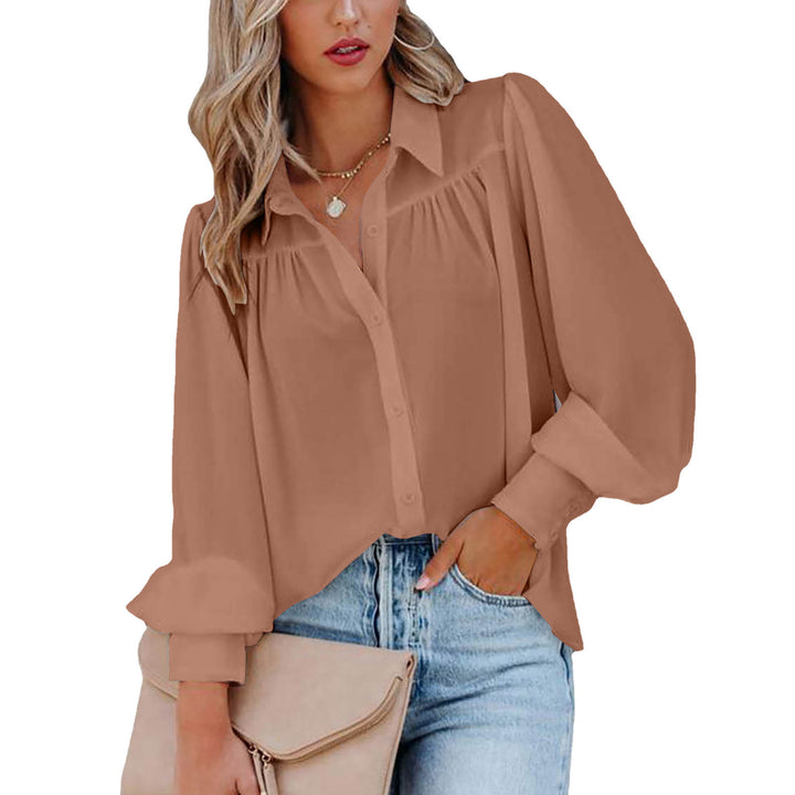 Damer Elegant Blus med Puffärmar och Knappdetaljer Eva Jonsson-Eva Jonsson