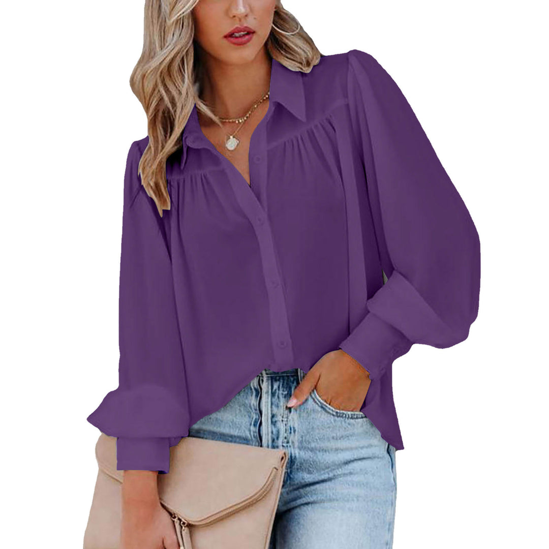 Damer Elegant Blus med Puffärmar och Knappdetaljer Eva Jonsson-Eva Jonsson
