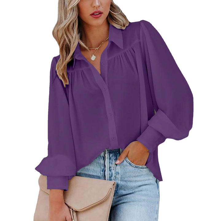 Damer Elegant Blus med Puffärmar och Knappdetaljer Eva Jonsson-Eva Jonsson