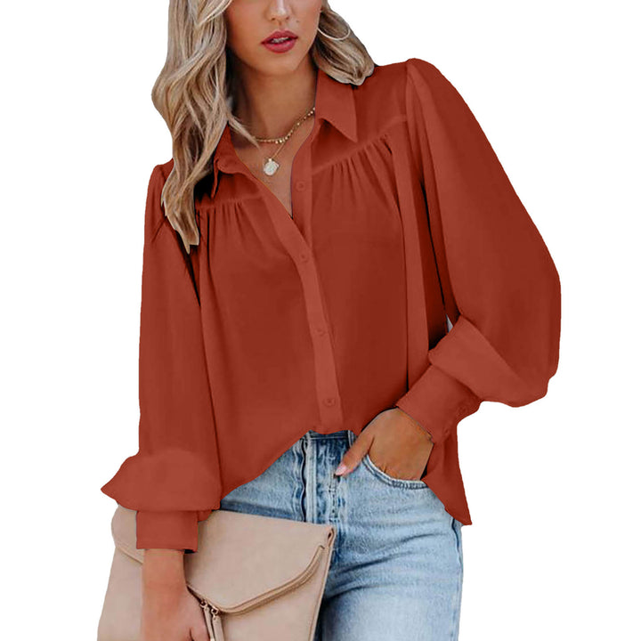 Damer Elegant Blus med Puffärmar och Knappdetaljer Eva Jonsson-Eva Jonsson