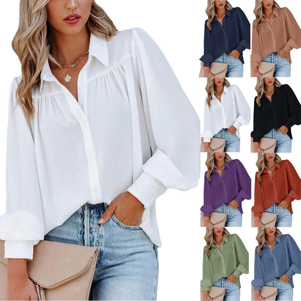 Damer Elegant Blus med Puffärmar och Knappdetaljer Eva Jonsson-Eva Jonsson