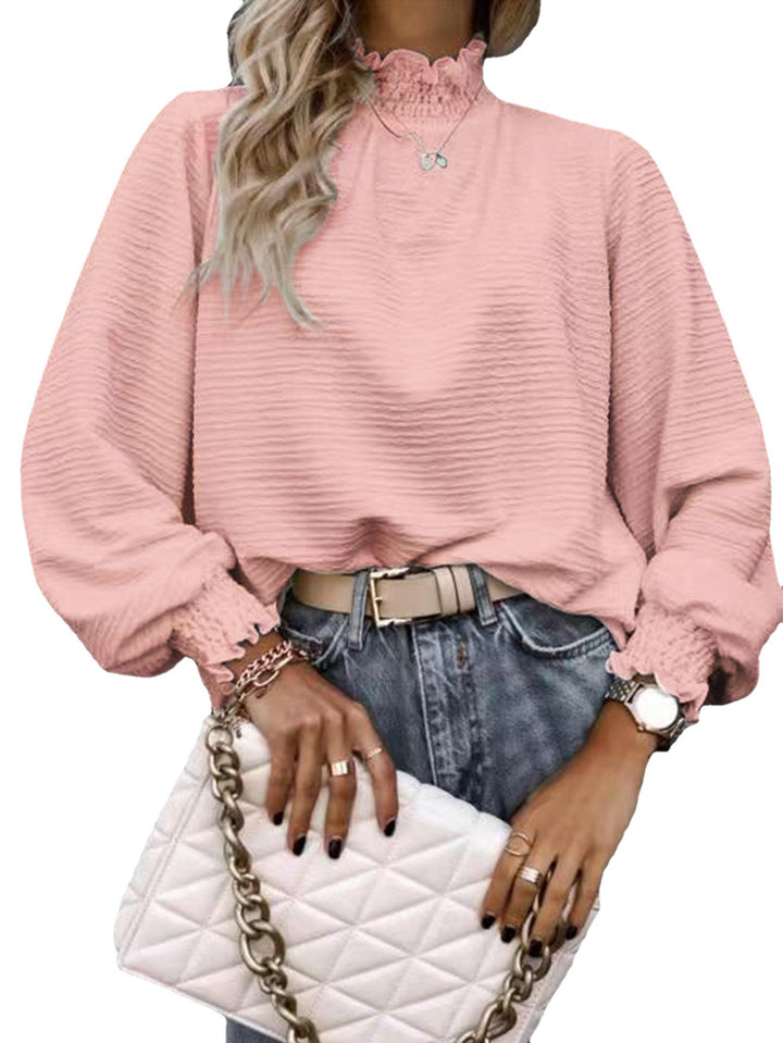 Damer Elegant Blus med Rynkor och Voluminösa Ärmar Mirla-Eva Jonsson