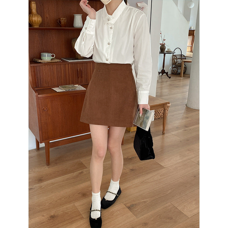 Damer Elegant Blus med Texturerad Krage och Knapplist Mirla-Eva Jonsson