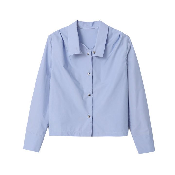 Damer Elegant Blus med Texturerad Krage och Knapplist Mirla-Eva Jonsson