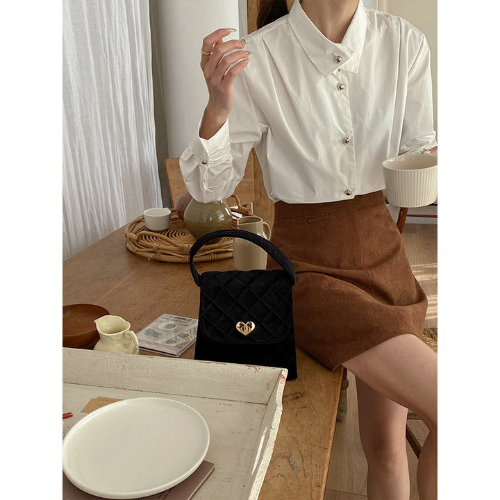 Damer Elegant Blus med Texturerad Krage och Knapplist Mirla-Eva Jonsson