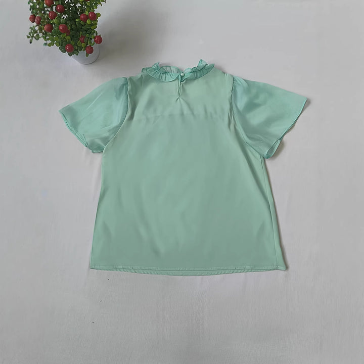 Damer Elegant Blus med Volangdetaljer och transparenta ärmar Mirla-Eva Jonsson