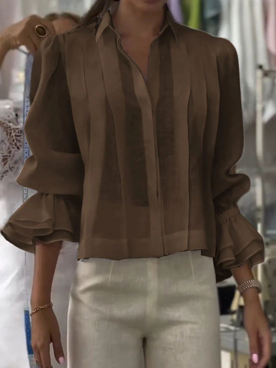 Damer Elegant Blus med Volangkant Mirla-Eva Jonsson