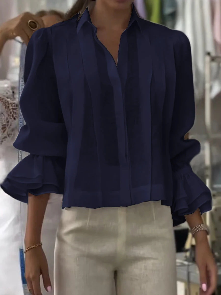 Damer Elegant Blus med Volangkant Mirla-Eva Jonsson