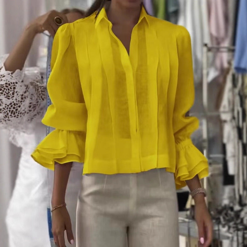 Damer Elegant Blus med Volangkant Mirla-Eva Jonsson