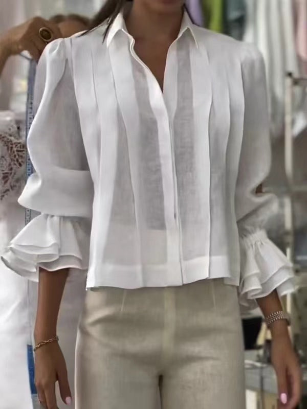 Damer Elegant Blus med Volangkant Mirla-Eva Jonsson