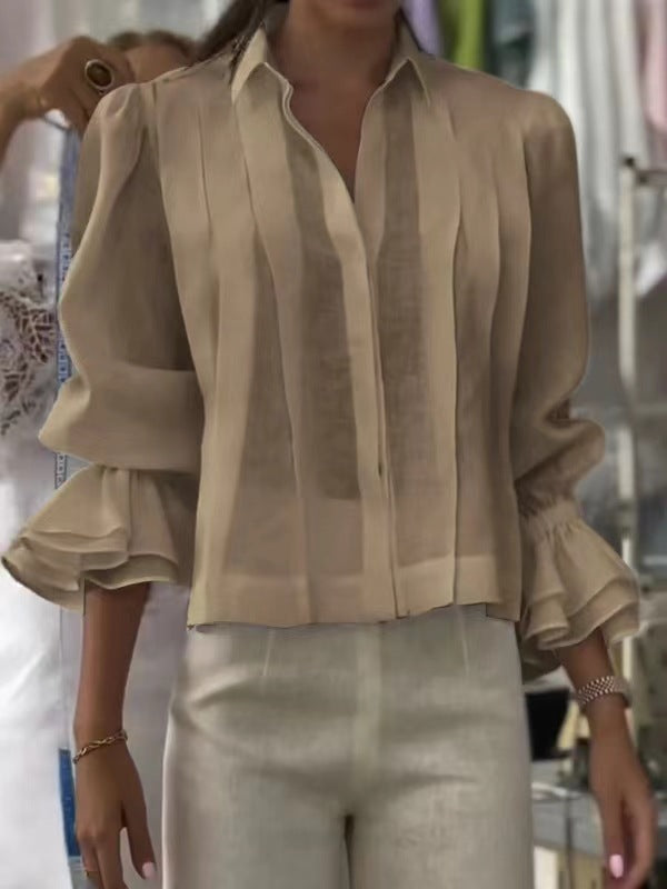 Damer Elegant Blus med Volangkant Mirla-Eva Jonsson