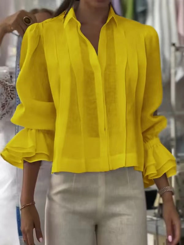 Damer Elegant Blus med Volangkant Mirla-Eva Jonsson