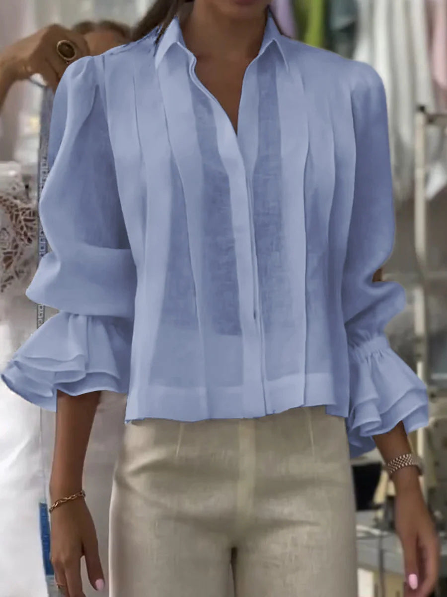 Damer Elegant Blus med Volangkant Mirla-Eva Jonsson
