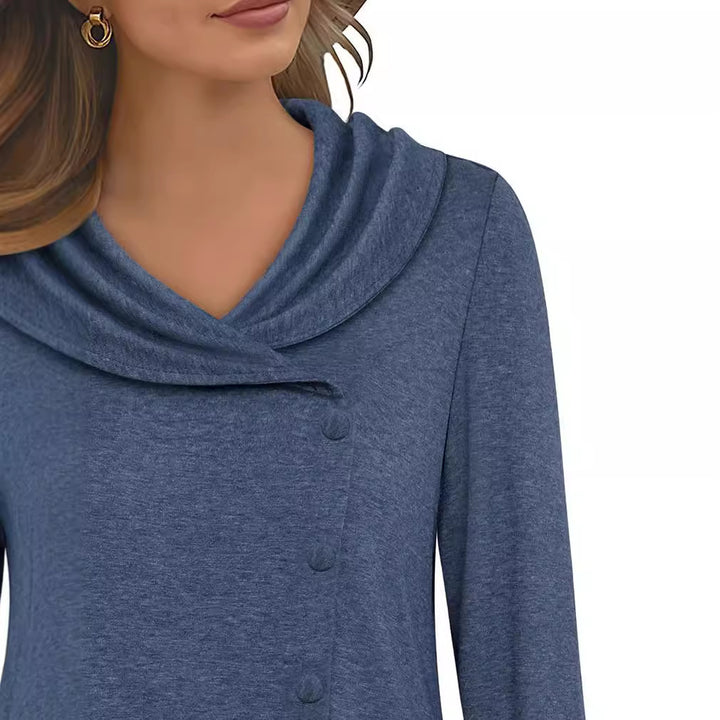 Damer Elegant Blus med asymmetrisk fåll och krage Eva Jonsson-Eva Jonsson
