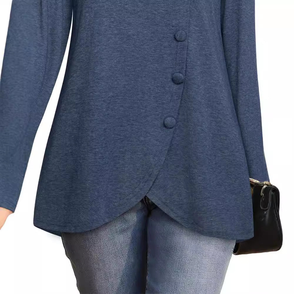 Damer Elegant Blus med asymmetrisk fåll och krage Eva Jonsson-Eva Jonsson