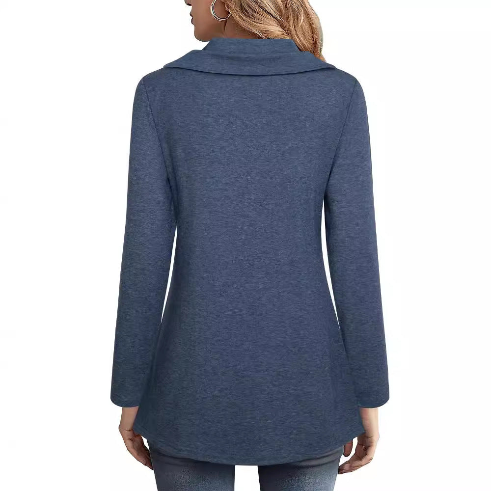 Damer Elegant Blus med asymmetrisk fåll och krage Eva Jonsson-Eva Jonsson