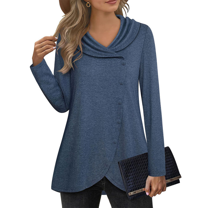 Damer Elegant Blus med asymmetrisk fåll och krage Eva Jonsson-Eva Jonsson