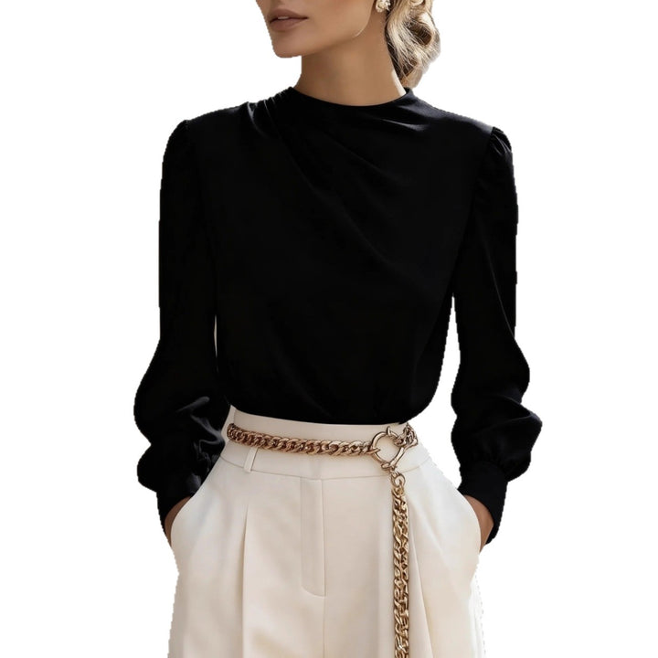 Damer Elegant Blus med asymmetrisk krage och vida ärmar Mirla-Eva Jonsson