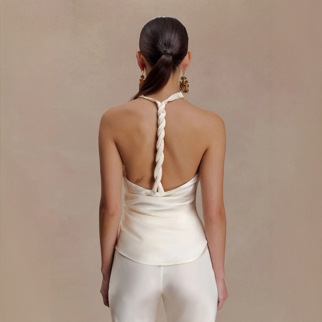 Damer Elegant Blus med asymmetrisk snitt och drapering Mirla-Eva Jonsson