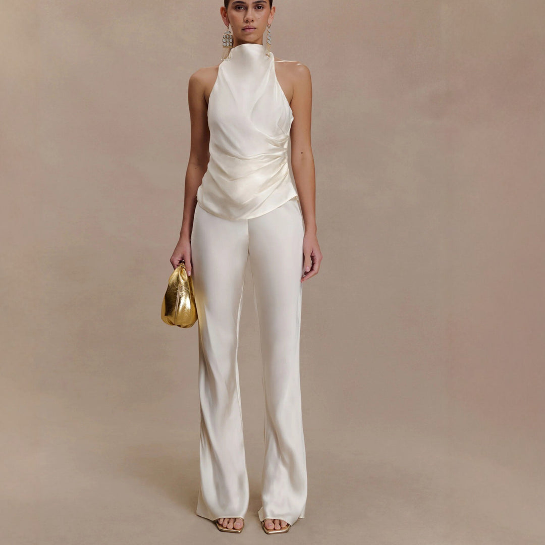 Damer Elegant Blus med asymmetrisk snitt och drapering Mirla-Eva Jonsson