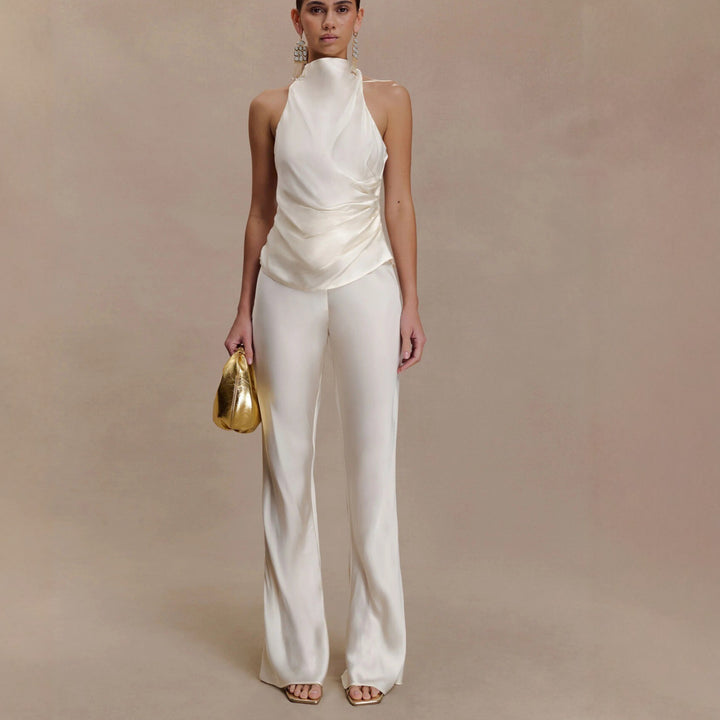 Damer Elegant Blus med asymmetrisk snitt och drapering Mirla-Eva Jonsson